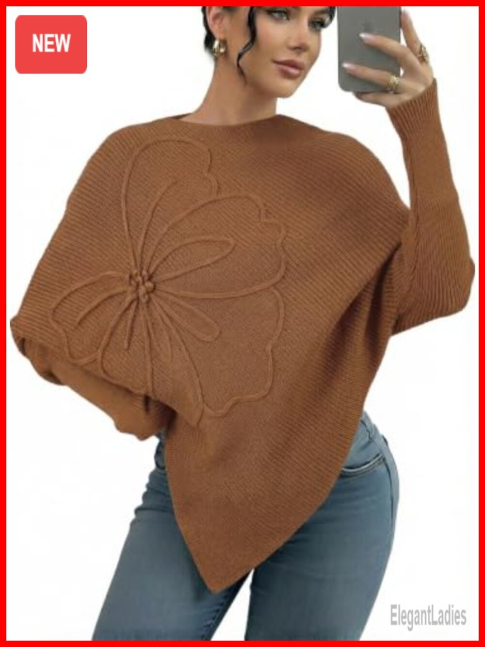 Dokotoo Women's Fall Asymmetrical Poncho Knit Pullover Sweater